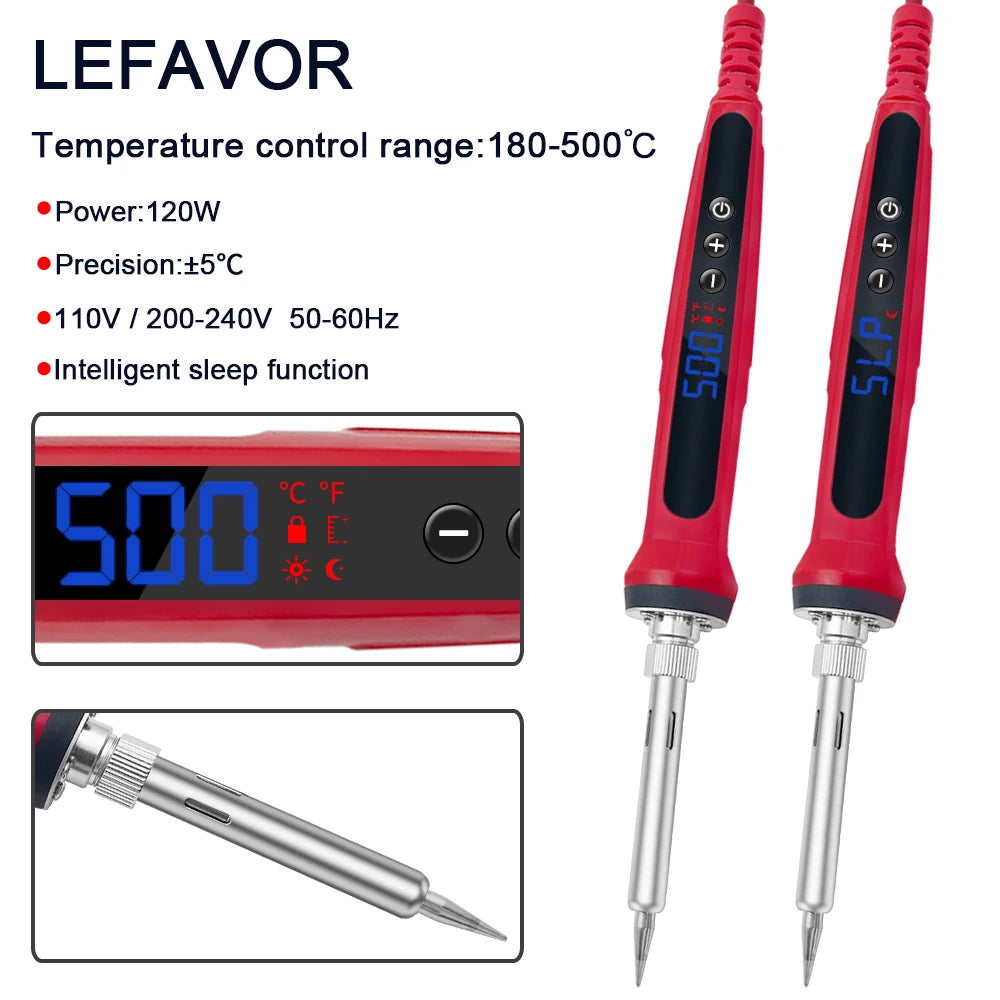 80W Soldering iron kit adjustable temperature LCD solder welding tools Ceramic heater soldering tips Tweezers soldering wire